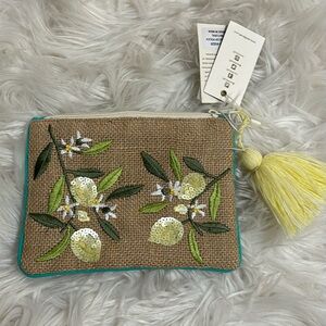 NWT, ANIK KRAFT LEMON ZIP POUCH